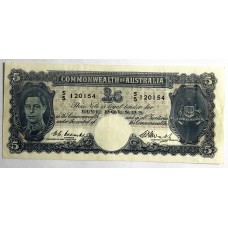 AUSTRALIA 1949 . FIVE 5 POUNDS BANKNOTE . COOMBS/WATT
